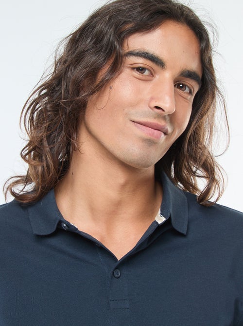 Pólo em malha piqué de manga comprida liso - Kiabi