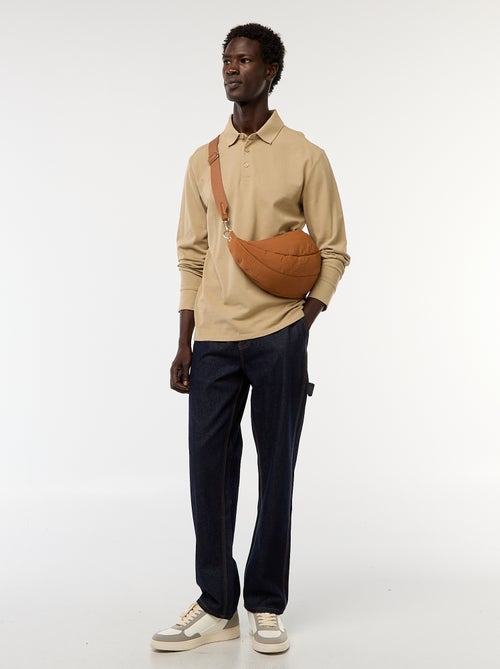 Pólo em malha piqué de manga comprida liso - Kiabi