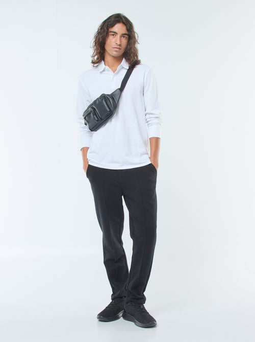 Pólo em malha piqué de manga comprida liso - Kiabi