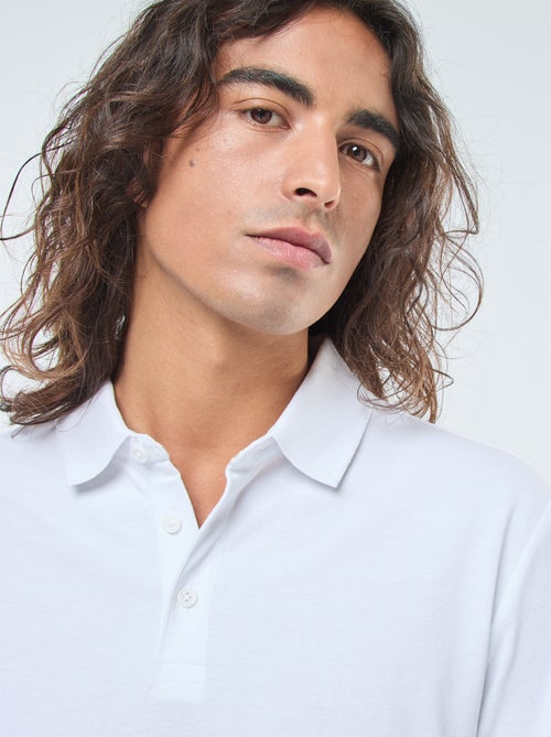 Pólo em malha piqué de manga comprida liso - Kiabi