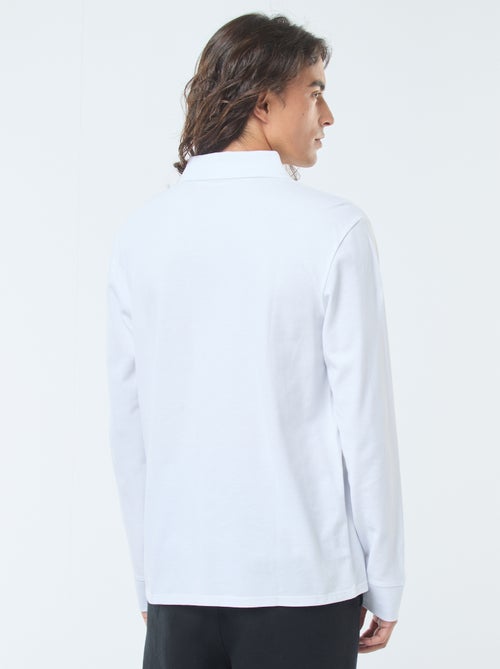 Pólo em malha piqué de manga comprida liso - Kiabi