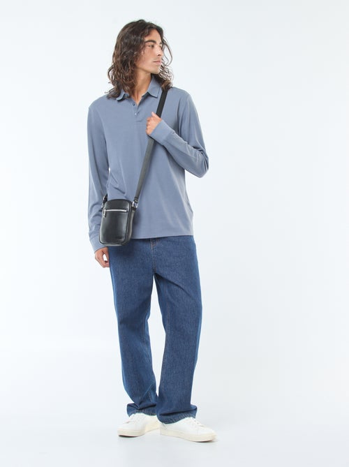 Pólo em malha piqué de manga comprida liso - Kiabi