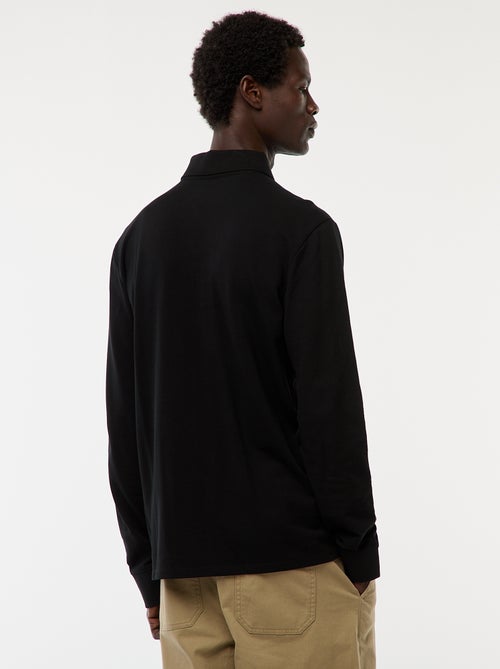 Pólo em malha piqué de manga comprida liso - Kiabi