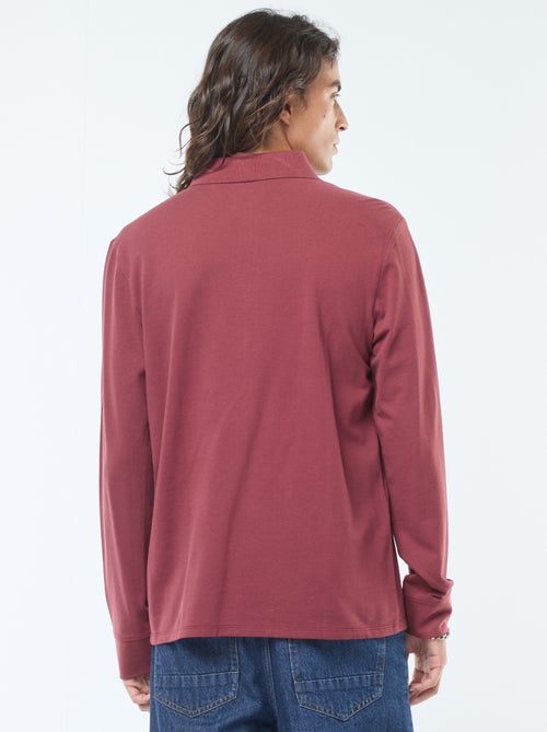 Pólo em malha piqué de manga comprida liso - Kiabi