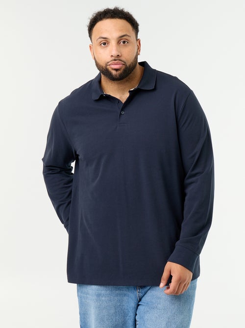 Polo em malha piqué de mangas compridas - Kiabi Polo em malha piqué de mangas compridas - Kiabi