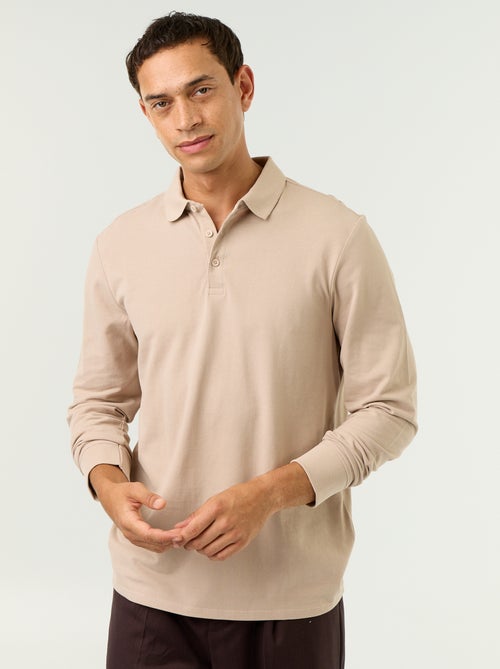 Polo em malha piqué de mangas compridas - Kiabi Polo em malha piqué de mangas compridas - Kiabi