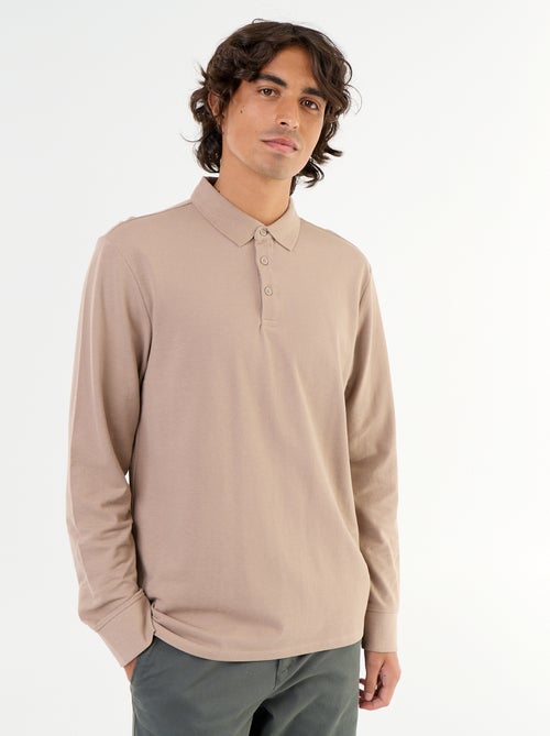 Polo em malha piqué de mangas compridas - Kiabi Polo em malha piqué de mangas compridas - Kiabi