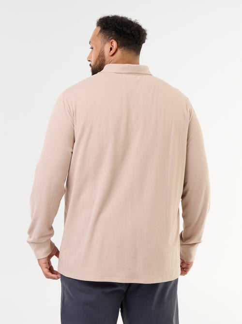 Polo em malha piqué de mangas compridas - Kiabi