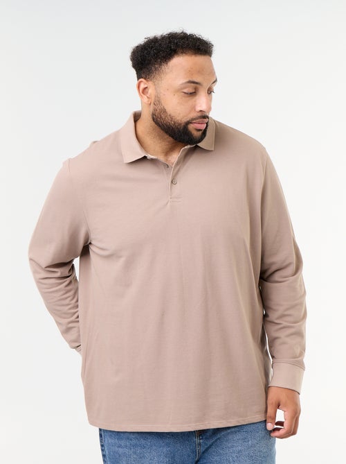 Polo em malha piqué de mangas compridas - Kiabi