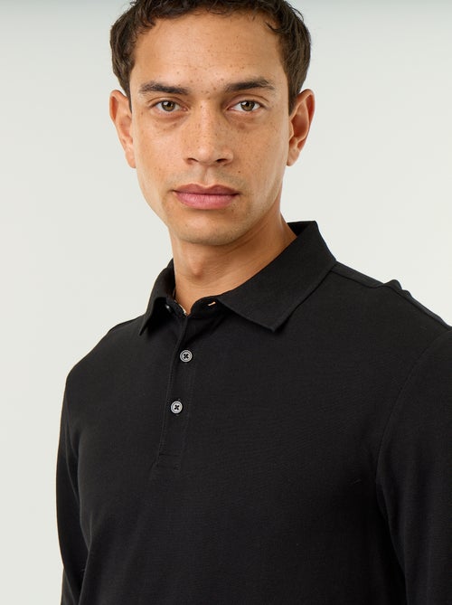 Polo em malha piqué de mangas compridas - Kiabi Polo em malha piqué de mangas compridas - Kiabi