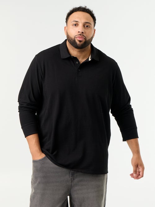Polo em malha piqué de mangas compridas - Kiabi Polo em malha piqué de mangas compridas - Kiabi