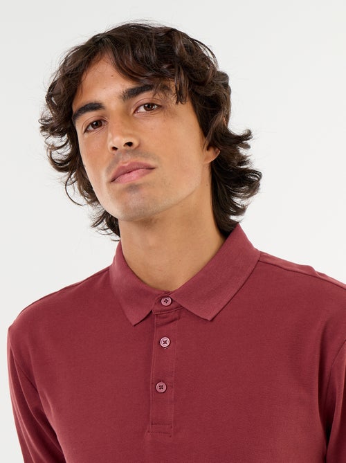 Polo em malha piqué de mangas compridas - Kiabi Polo em malha piqué de mangas compridas - Kiabi