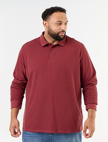 Polo em malha piqué de mangas compridas