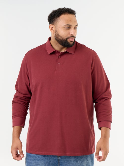 Polo em malha piqué de mangas compridas - Kiabi