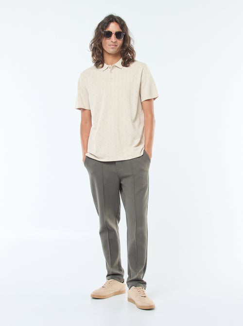 Polo em malha piqué de mangas curtas e motivo - Kiabi