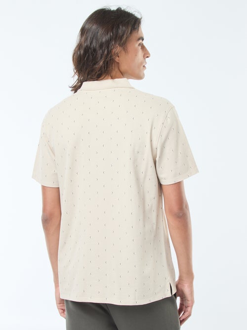 Polo em malha piqué de mangas curtas e motivo - Kiabi