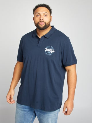 Polo em malha piqué estampada