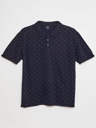 Polo em malha piqué estampado