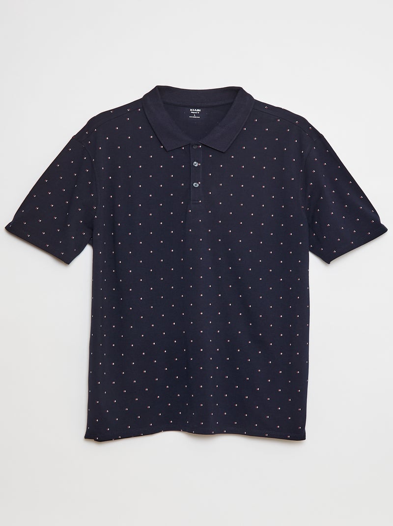 Polo em malha piqué estampado AZUL - Kiabi