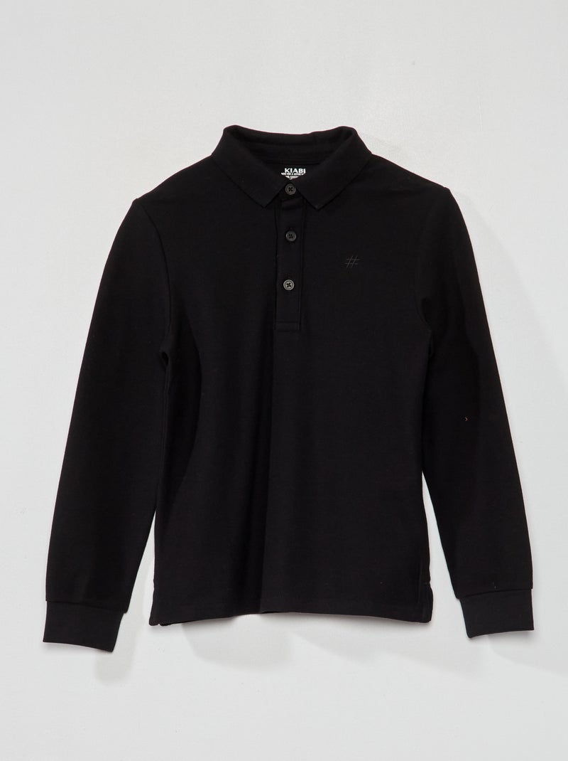 Polo em malha piqué Preto - Kiabi
