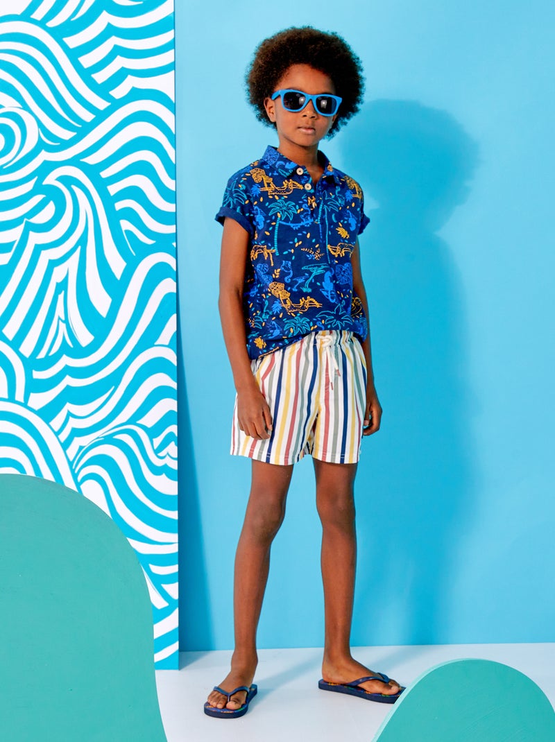 Polo em malha piqué 'selva' AZUL - Kiabi