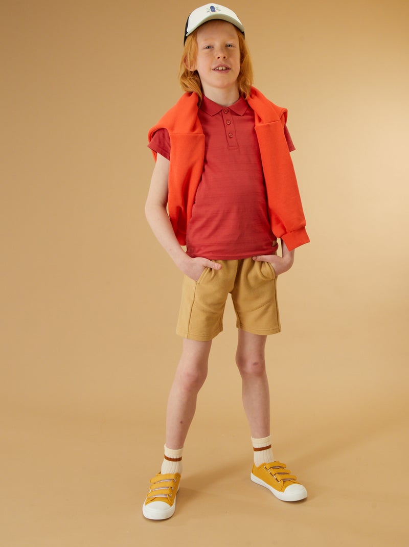 Polo em malha relevo VERMELHO - Kiabi
