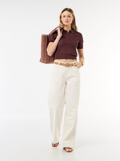 Polo em malha rendada com mangas curtas - Kiabi