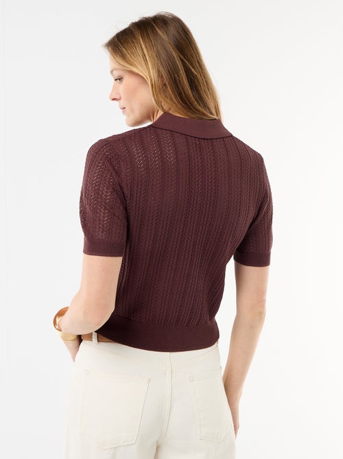 Polo em malha rendada com mangas curtas - Kiabi