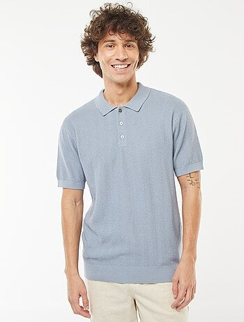 Polo em malha tricô de manga curta