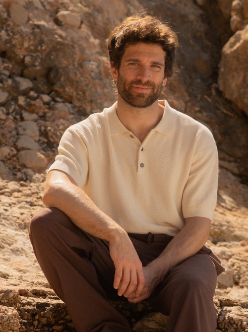 Polo em malha tricô de manga curta - Kiabi