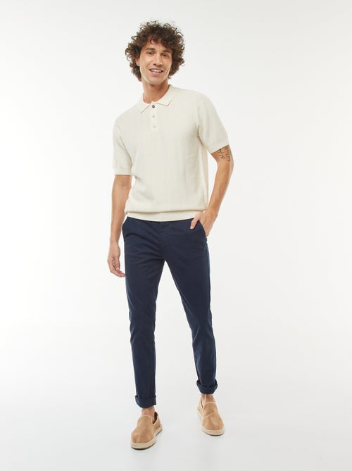 Polo em malha tricô de manga curta - Kiabi