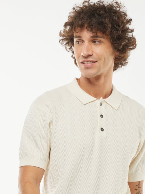 Polo em malha tricô de manga curta - Kiabi