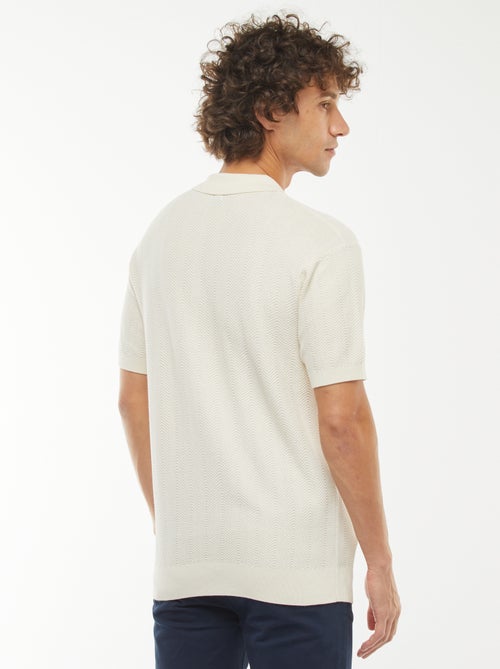 Polo em malha tricô de manga curta - Kiabi