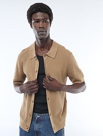 Polo em malha waffle