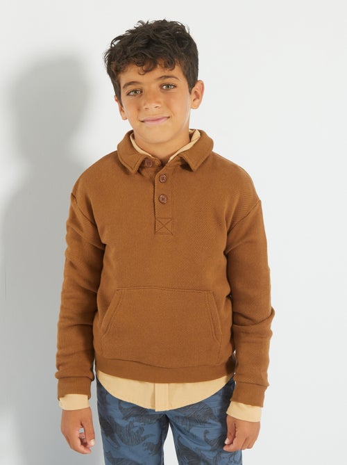 Polo em moletão com bolso canguru - Kiabi