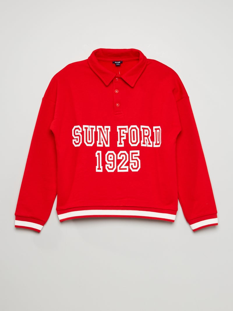 Polo em moletão com estampado VERMELHO - Kiabi