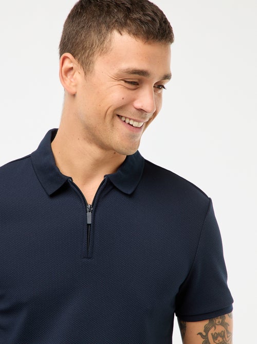 Polo em ninho de abelha e gola com fecho - Kiabi