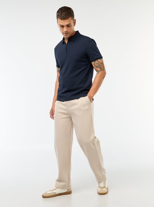 Polo em ninho de abelha e gola com fecho - Kiabi