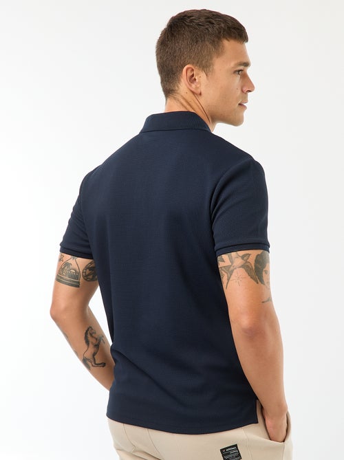 Polo em ninho de abelha e gola com fecho - Kiabi