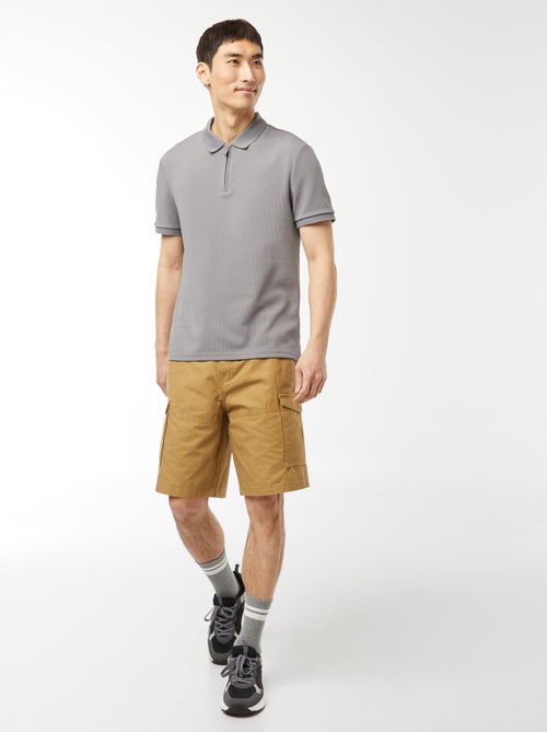 Polo em ninho de abelha e gola com fecho - Kiabi