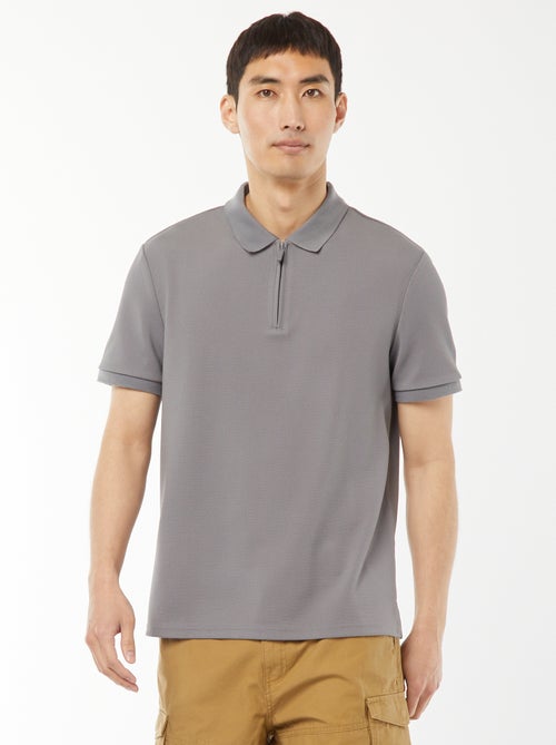 Polo em ninho de abelha e gola com fecho - Kiabi