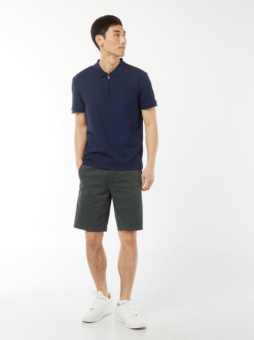 Polo em ninho de abelha e gola com fecho - Kiabi