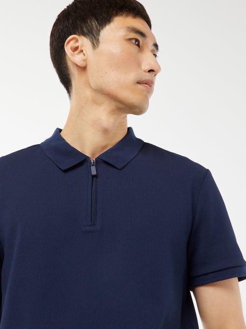 Polo em ninho de abelha e gola com fecho - Kiabi