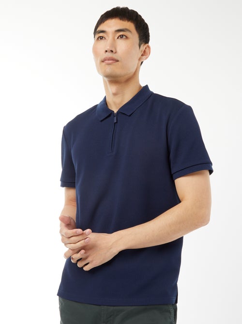 Polo em ninho de abelha e gola com fecho - Kiabi