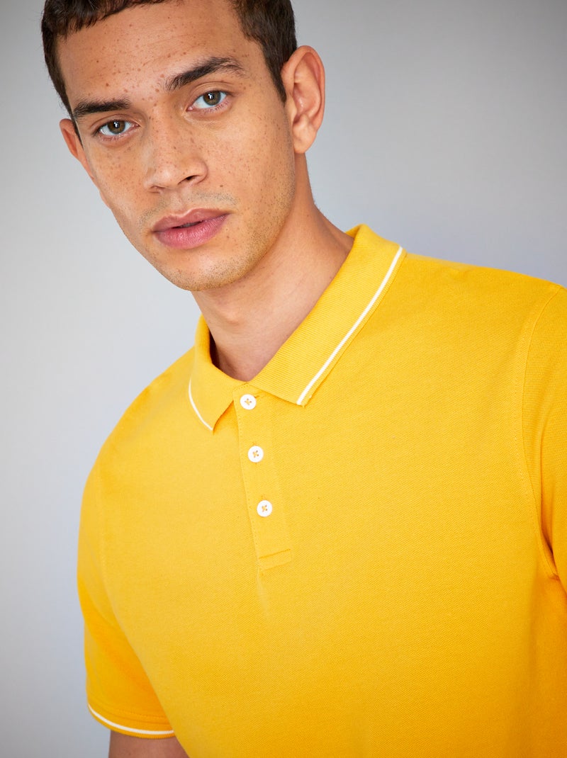 Polo em piqué de algodão AMARELO - Kiabi