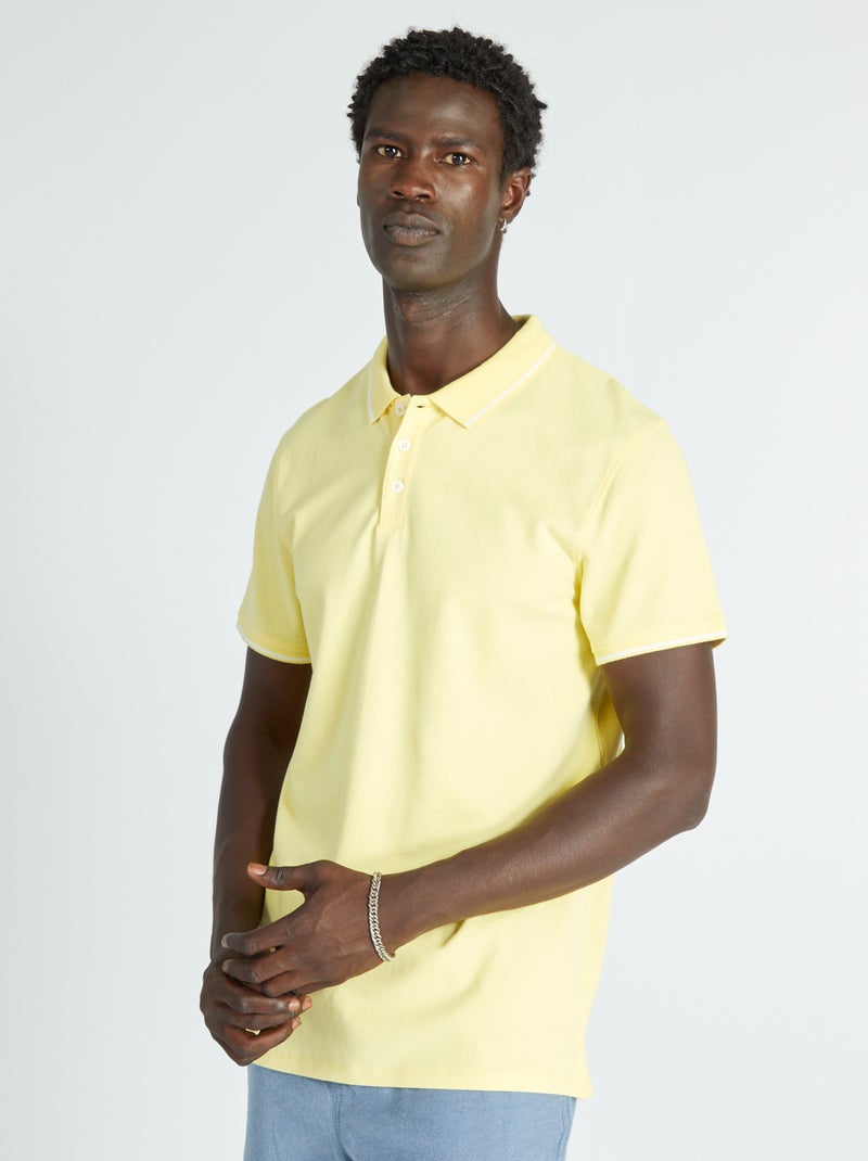 Polo em piqué de algodão AMARELO - Kiabi