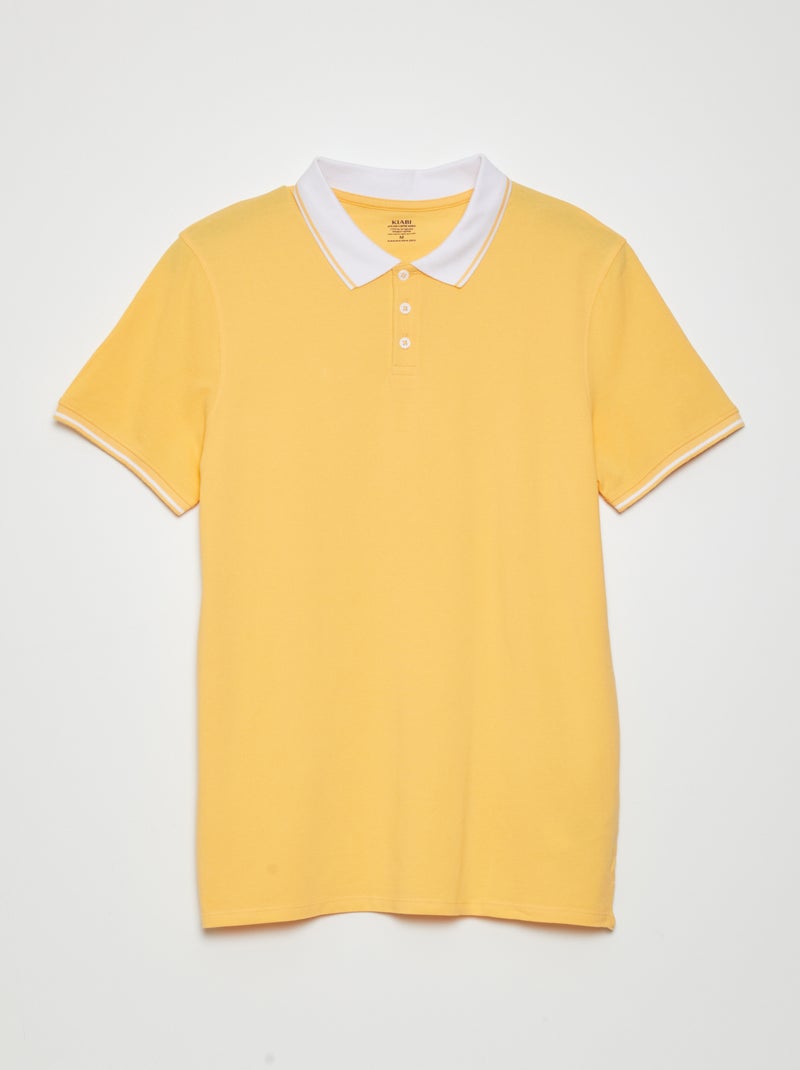 Polo em piqué de algodão AMARELO - Kiabi