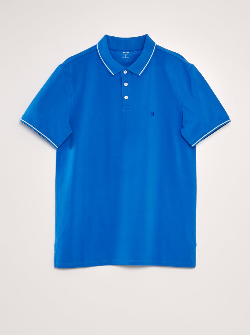 Polo em piqué de algodão AZUL - Kiabi