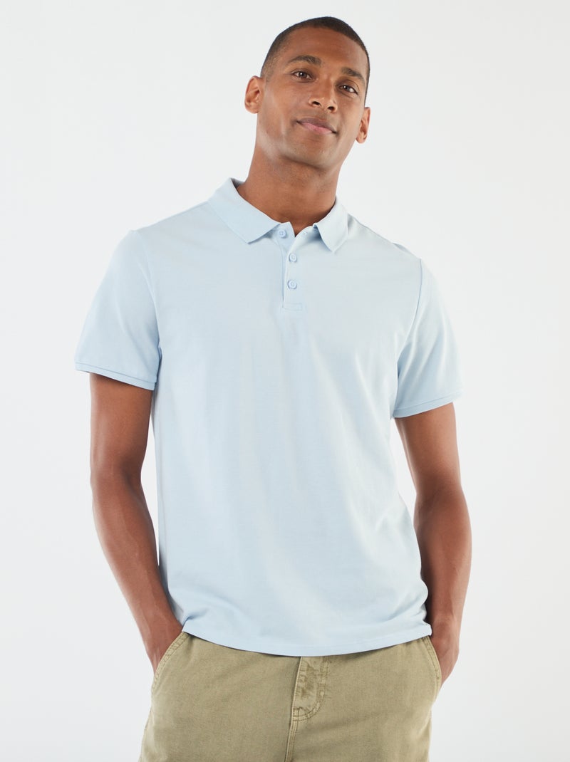 Polo em piqué de algodão Azul - Kiabi