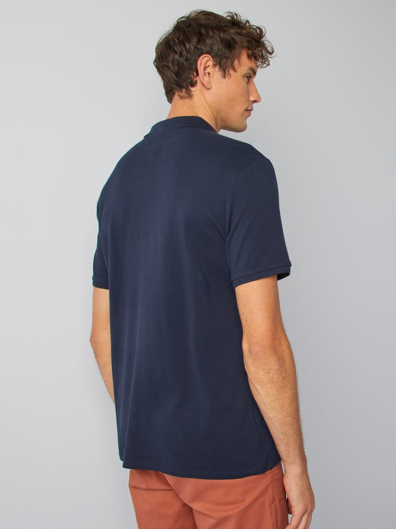 Polo em piqué de algodão AZUL - Kiabi